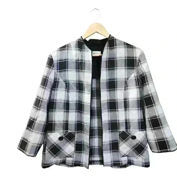 Tradition Jackets & Blazers - Tradition Black and White Plaid Blazer, Size 12